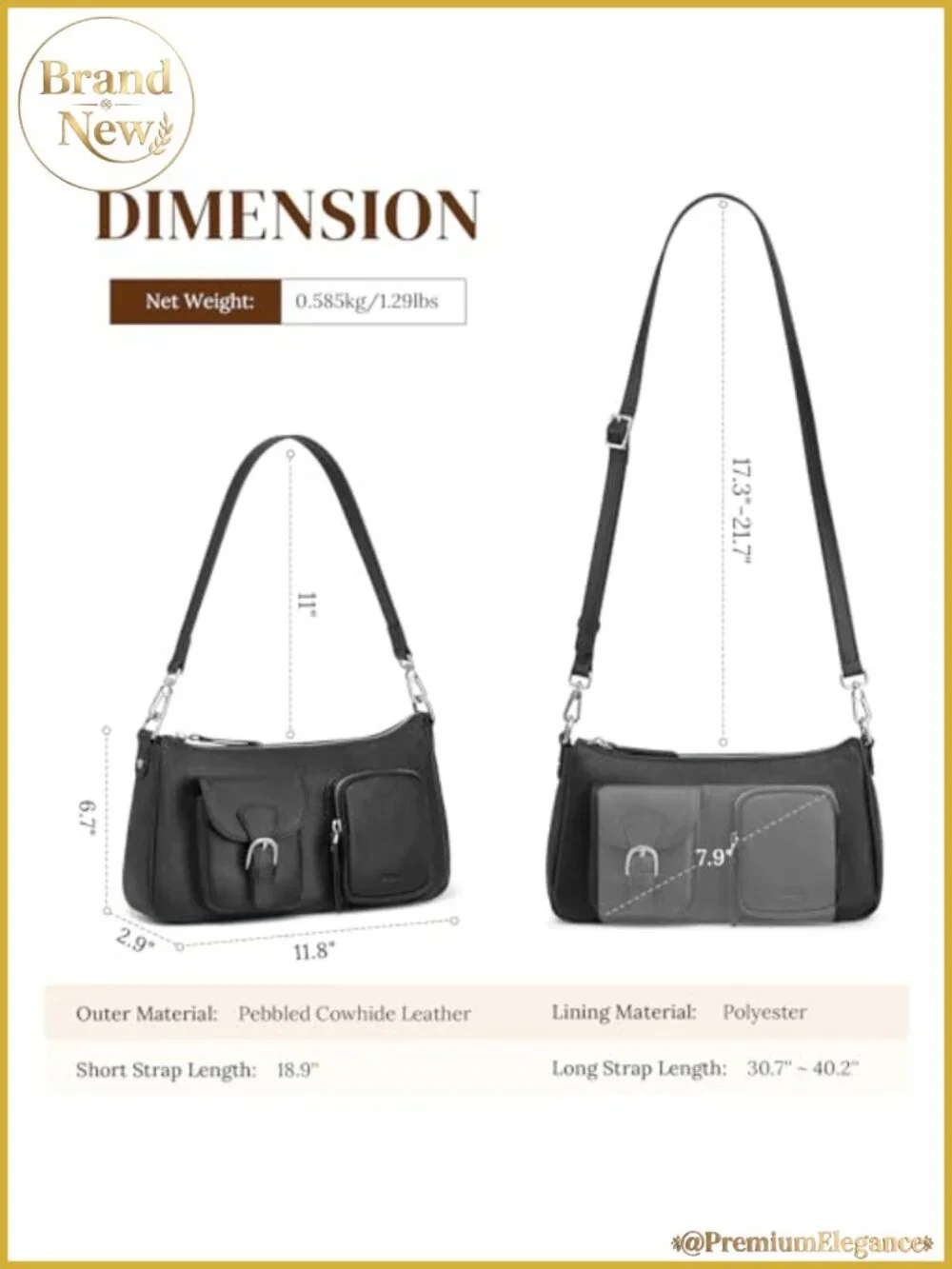 Top Grain Leather Hobo Bag Women Crossbody Shoulder Purse Handbag
